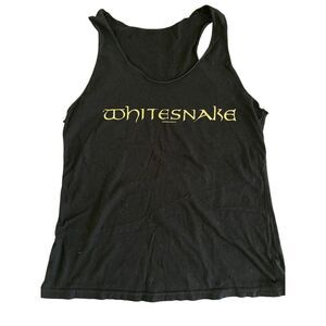 Whitesnake Women’s Gold Foil Logo Black Tank Top S/M David Coverdale 80s